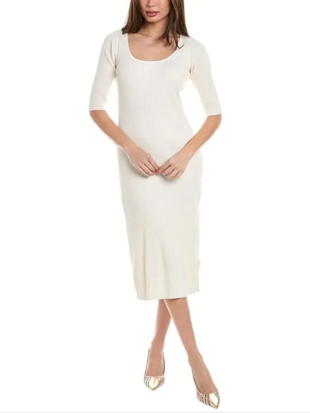 NWT Vince Rib Midi Dress, Cream, Size Small